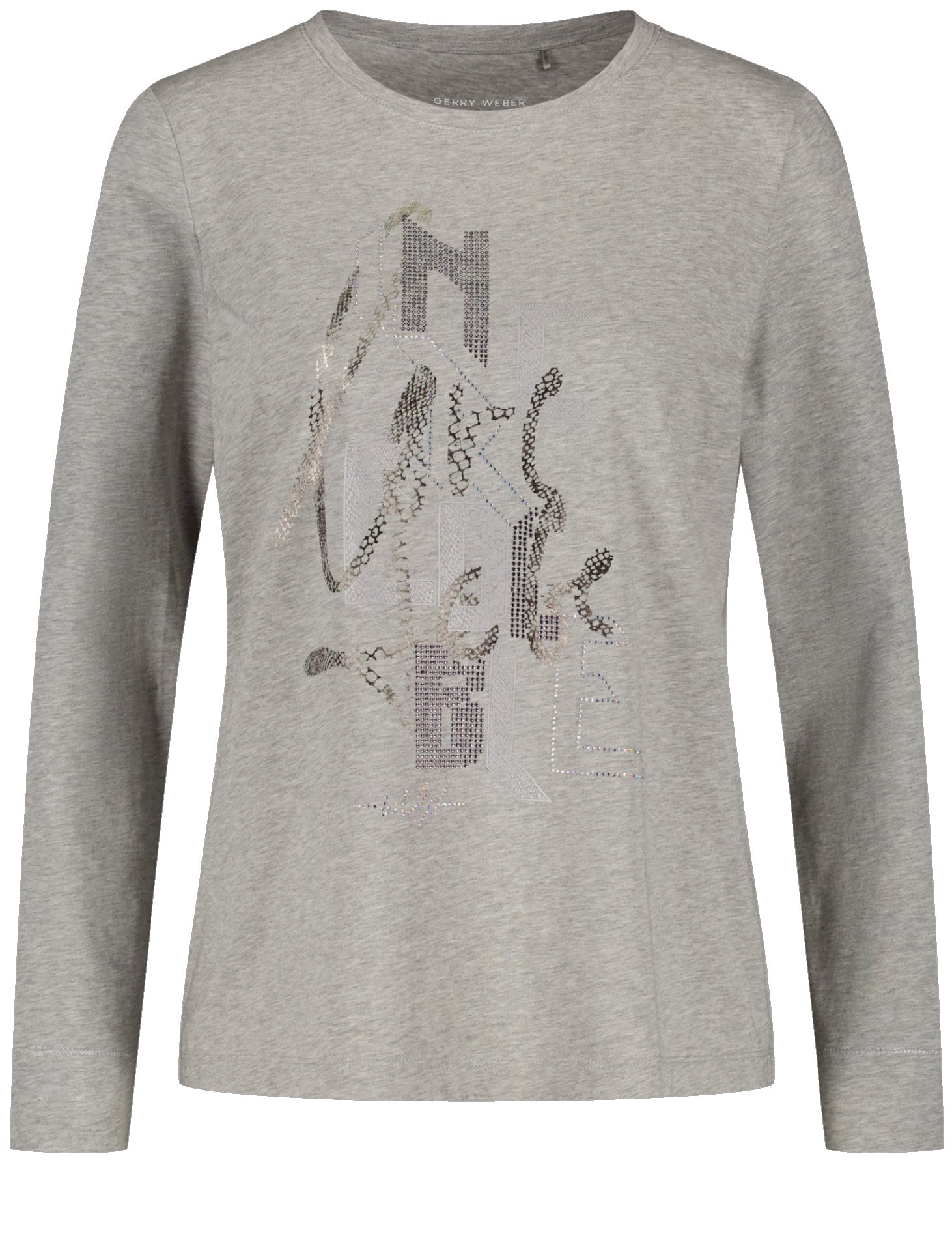 Μπλούζα Γκρί Με Στάμπα Γράμματα Και Στράς